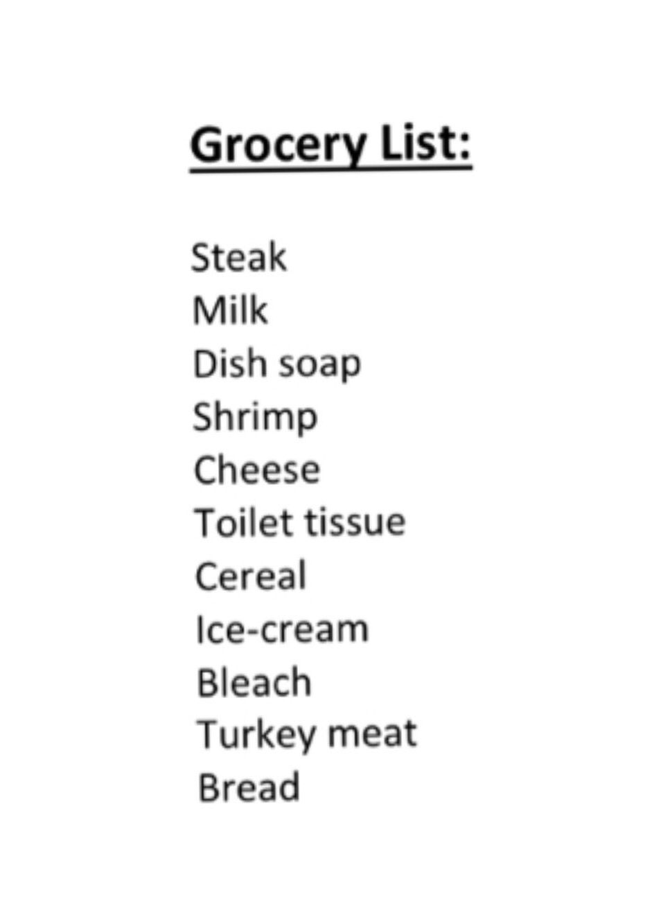 grocery list